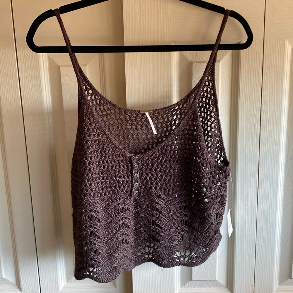 Free People NWT Boho Summer Breeze Open Knit Linen Blend Scoop Neck Camisole M - Picture 6 of 14